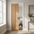 Pocket Door Set 100mm Unfinished Oak Internal 3 Panel Framed