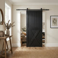 Black Internal Sliding Barn Door - 1 Panel X Brace, Primed Finish