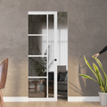 Premium White Tinted Glazed Flush Pocket Door Set with No Bottom Track and 15-Year Guarantee for Space-Saving Solutions