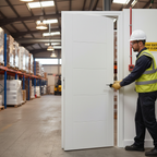 Premium Contemporary Fire Door with V Grooves and Solid Core Design for Modern Interiors