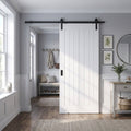 Internal White Cottage Bypass Sliding Door - Primed with Black Face Mount