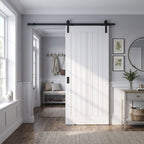 Internal White Cottage Bypass Sliding Door - Primed with Black Face Mount