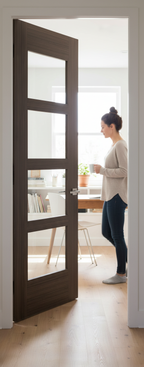 Premium Internal Door with Clear Glass - Contemporary Design, Durable Construction and Stylish Aluminium Strips