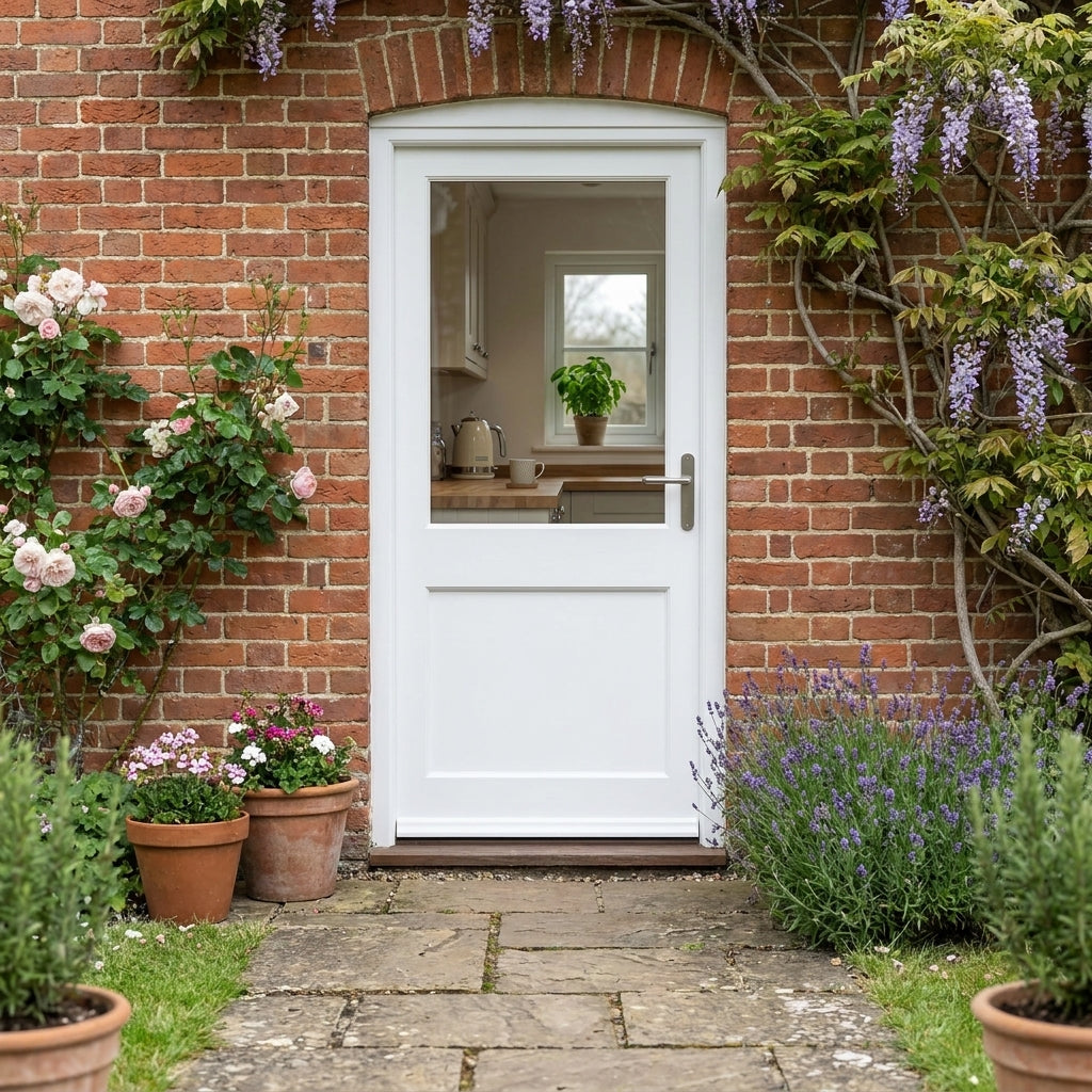 External White Composite Door with 2x Clear Glass, Painted Finish