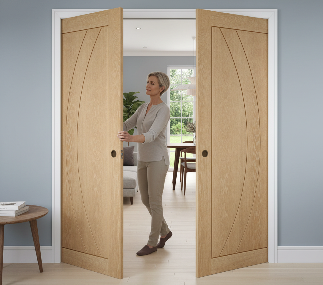 Premium Double Pocket Door System with Galvanised Steel Frame, Adjustable Jambs, and Maintenance-Free Track for Modern Homes