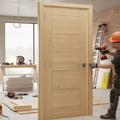 Premium Oak Internal Door with Horizontal and Vertical V Grooves, Solid Core, Fire Door Options Available, Fully Finished