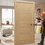 Premium Oak Internal Door with Horizontal and Vertical V Grooves, Solid Core, Fire Door Options Available, Fully Finished