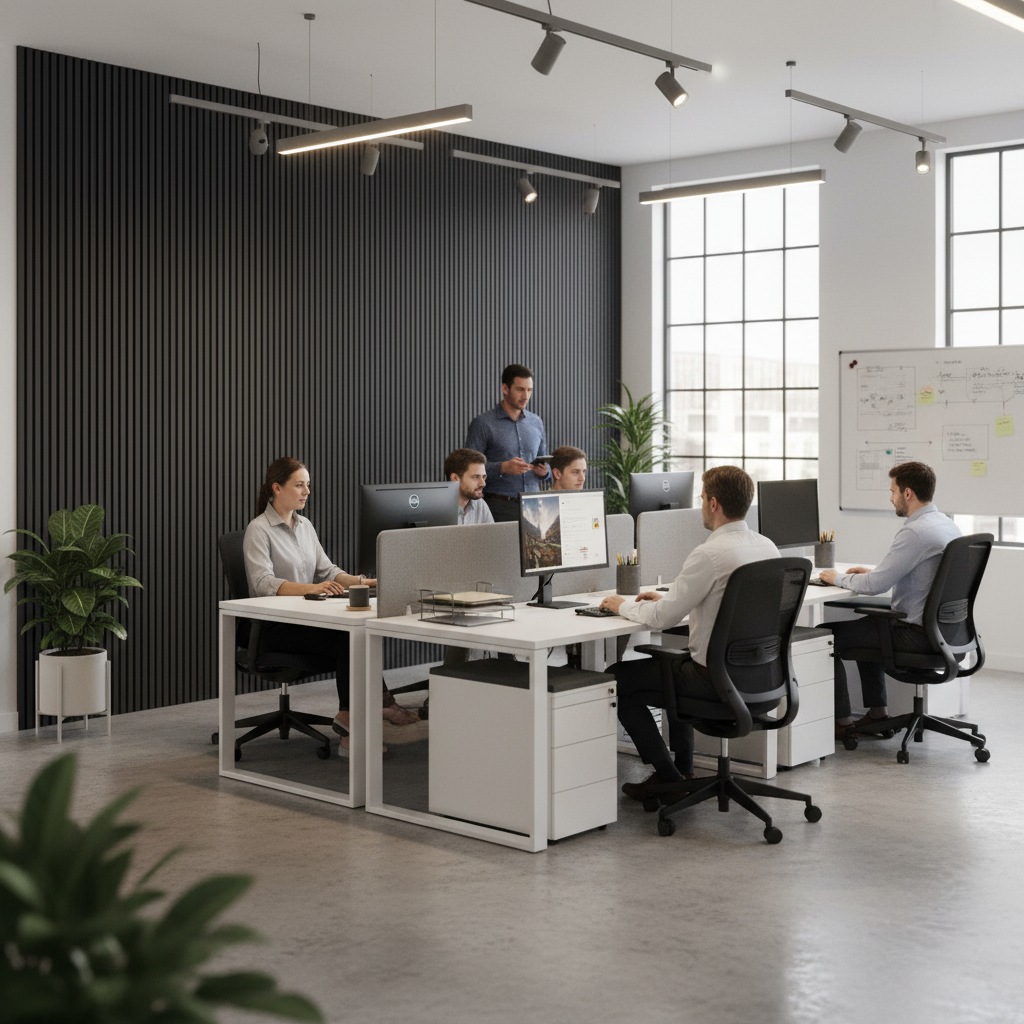 Premium Elevation Acoustic Wall Panelling in Graphite Black with Eco-Friendly Felt Backing for Enhanced Sound Quality and Modern Interiors - Image 2