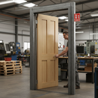 Premium Internal Fire Door with Solid Oak Veneer, Shaker Design, and Custom Sizing Options for Enhanced Safety