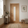 Internal Oak Door Unfinished with 1 Light Clear Glass Panel