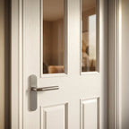 FD30 Fire Door, Internal White, 2 Panel, 2 Light, Clear Glass, Primed Finish - detail view