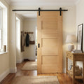 Internal Oak Sliding Door, Fully Finished, Edison 7 Panel, Black Top Mounted