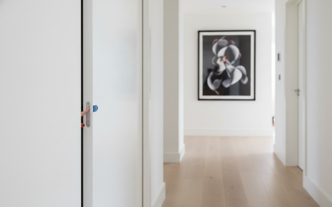 Premium Touch Latch for Pocket Door System - Effortless Access with Simple Push Mechanism and Flush Handle Integration