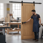 Premium Oak Internal Fully Finished Sliding Door with Black Top Mounted Kit for Modern Elegance and Effortless Operation