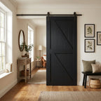 Black Internal Sliding Barn Door, Primed Finish, Z Brace Design
