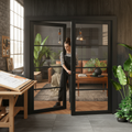 Premium Internal Fully Finished Industrial Studio 4 Light Glazed Pair Door in Black for Contemporary Homes