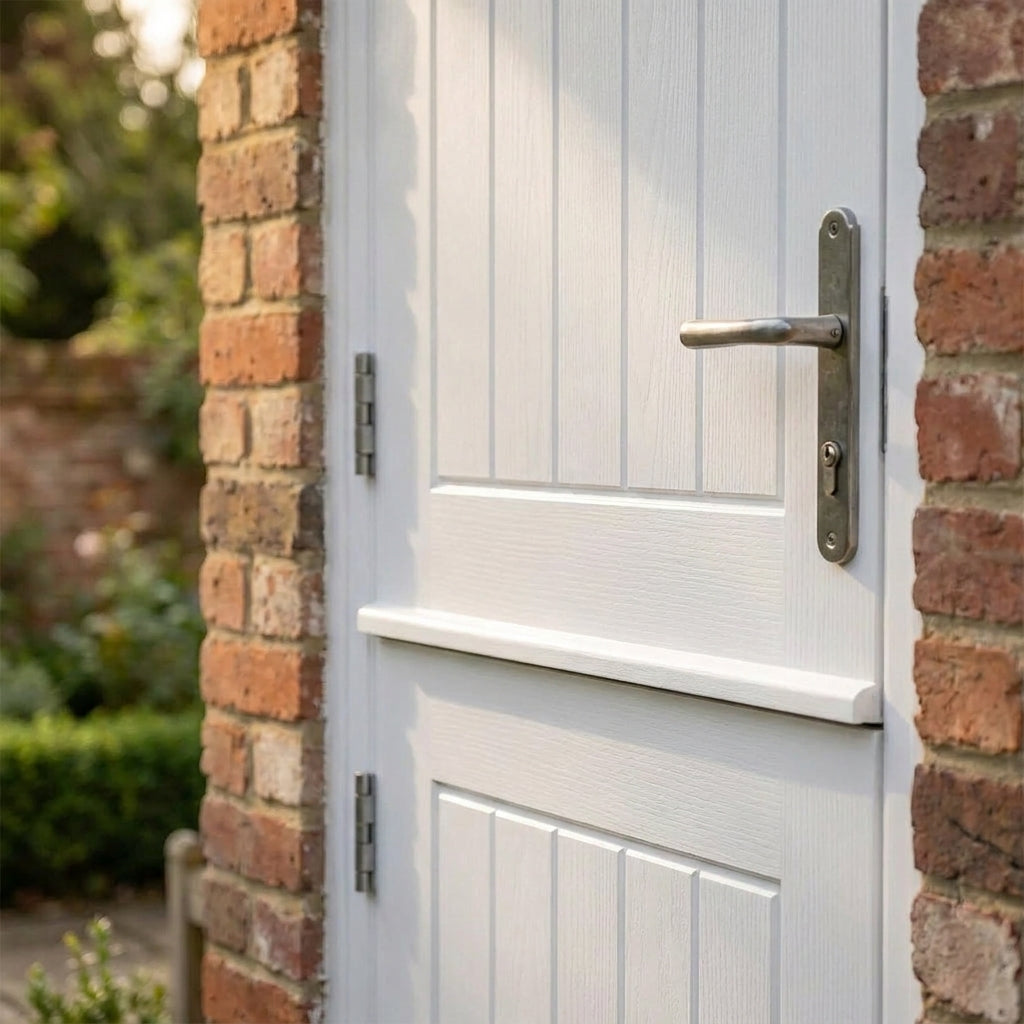 External Composite Stable Door with White Paint Finish and Solid Timber Core - detail view