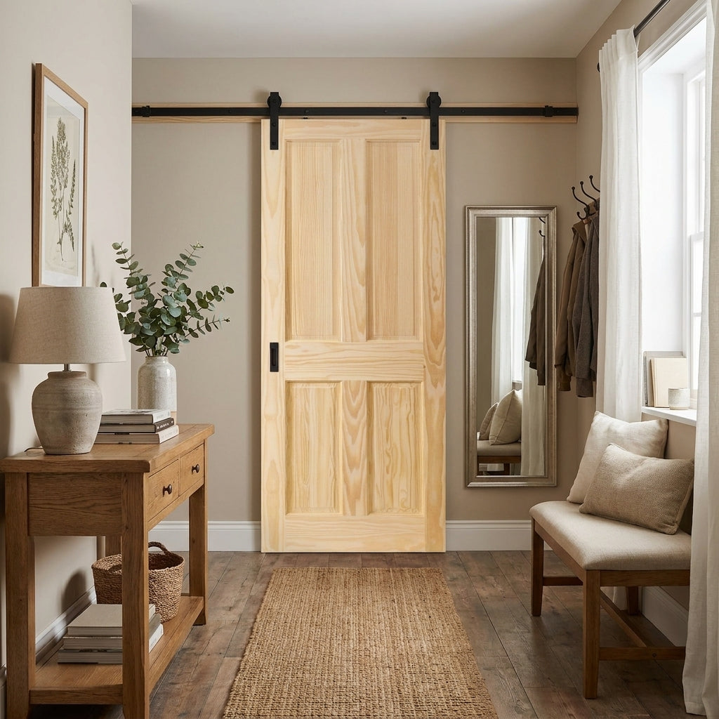 Internal Clear Pine Unfinished 4 Panel Sliding Door - Malton Design