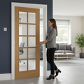 Premium 10 Light Oak Glazed Door with Clear Bevelled Glass Panels and Engineered Core for Strength and Stability