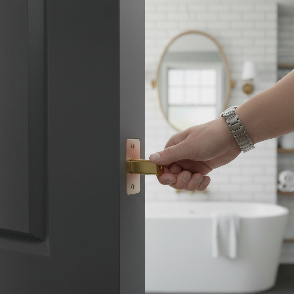 Premium 3-Inch Bathroom Lock with Fire Rating and Gun Metal Finish for Enhanced Security - Image 2
