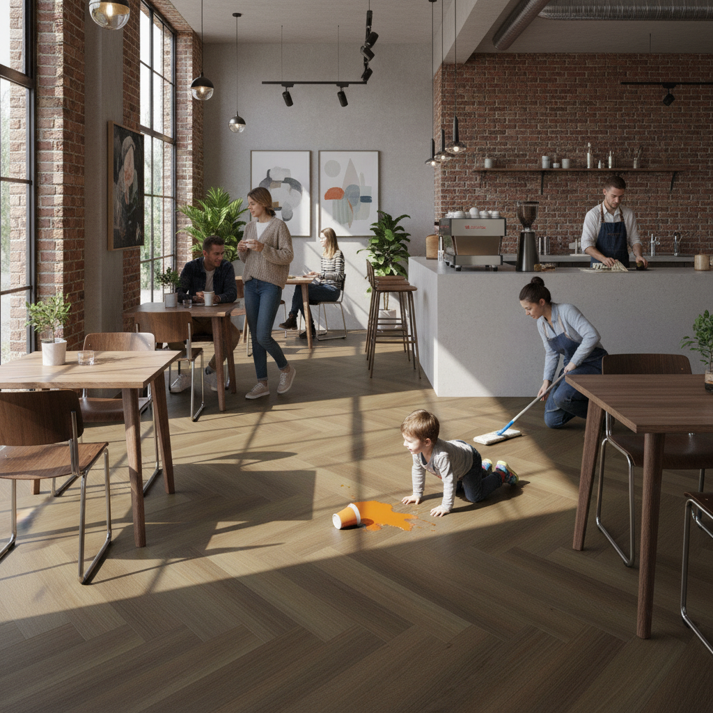 Herringbone 5mm Rigid Core Vinyl Flooring with High-Performance Finish for Residential and Commercial Use - Image 2