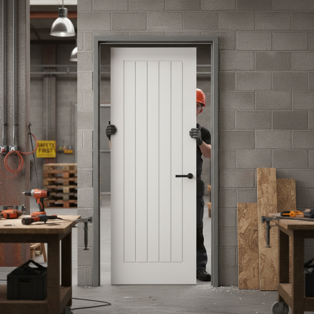 Premium 60 Minute Fire Rated White Interior Door with Engineered Construction and Tongue and Groove Design