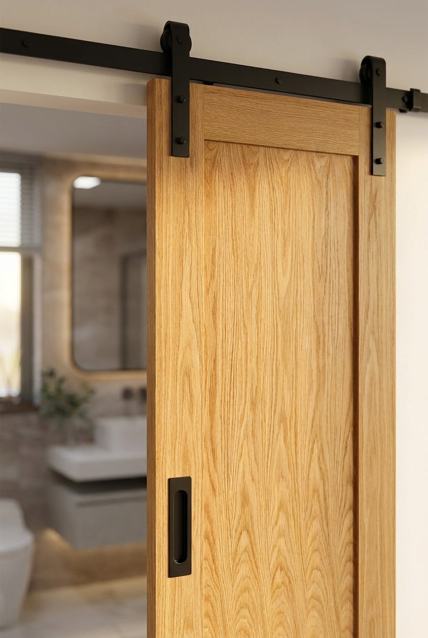 Internal Oak Sliding Door Unfinished 1-Panel Pattern 10 Design - detail view