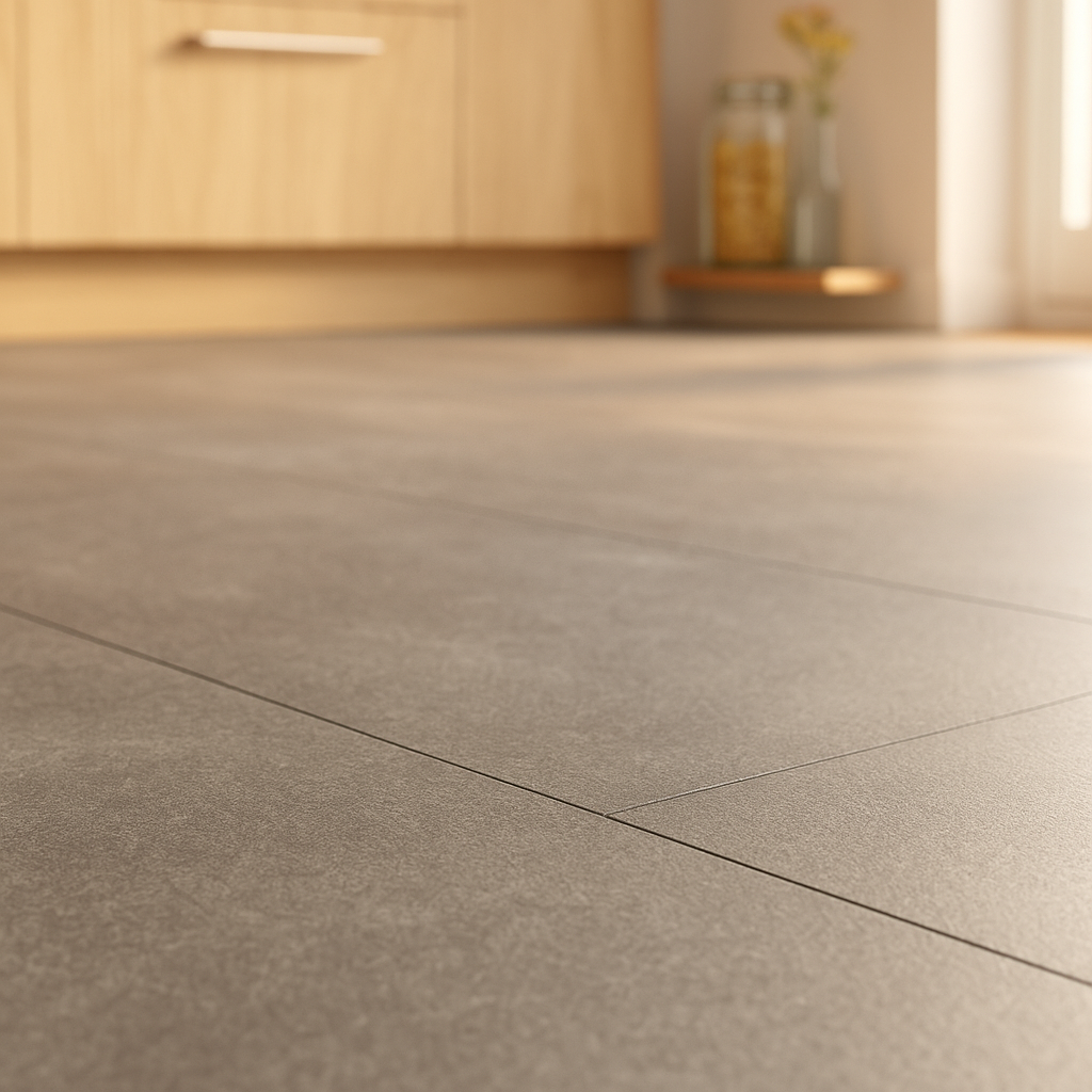 5mm Rigid Core LVT Flooring in Concrete Grey - Lifestyle Plus - detail view