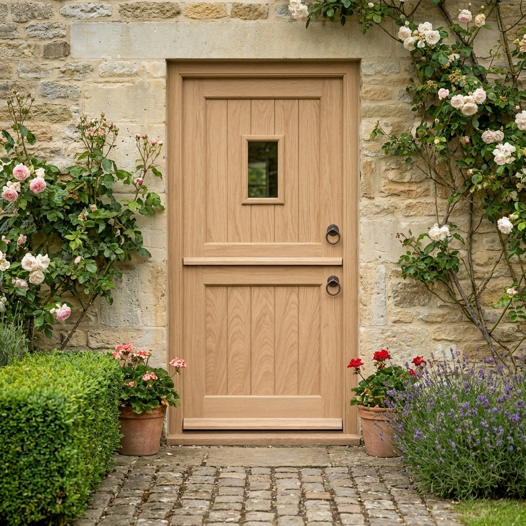 External Oak Stable Door Unfinished with 1 Light Clear Double Glazing