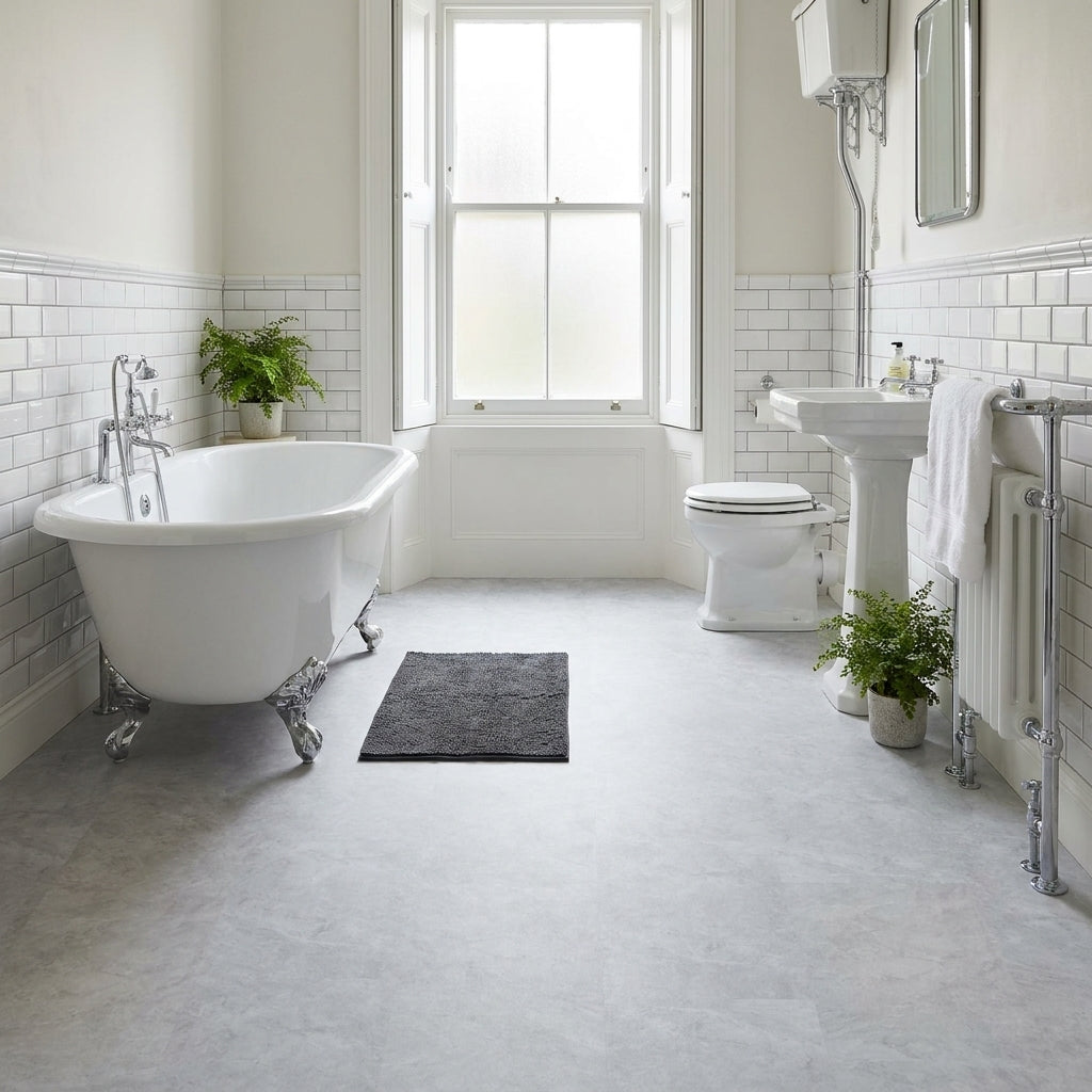 5mm Rigid Core LVT Flooring in White Granite - Waterproof Vinyl