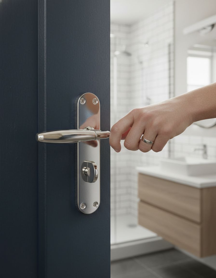 Premium Bathroom Lock with Lever on Backplate - Variants Available for Enhanced Security and Convenience