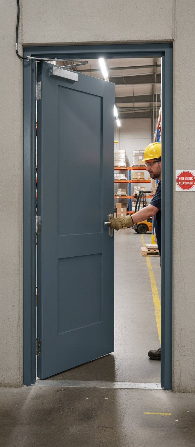 Premium Custom Colour Fire Door with Recessed One Panel Design, Fire Rated for 30 Minutes and Engineered for Strength