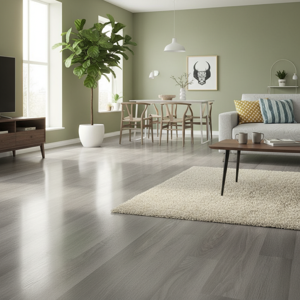 Premium 12mm High Gloss Laminate Flooring with Cork Underlay - Elegant Oak Effect for Residential and Commercial Use