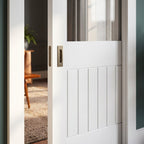 Internal Pocket Door Set, White Primed, 1 Light Etched Clear Glass, 100mm - detail view