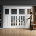 Premium Internal Room Divider Set with Clear Glass Panels in Classic 1930s Design for Timeless Elegance