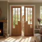 Premium Internal Oak French Doors with Clear Glass Panels - Elegant Design for Home Spaces