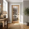 Internal Oak Door Fully Finished FD30 Fire Rated with 3 Light Clear Glass