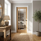 Internal Oak Door Fully Finished FD30 Fire Rated with 3 Light Clear Glass