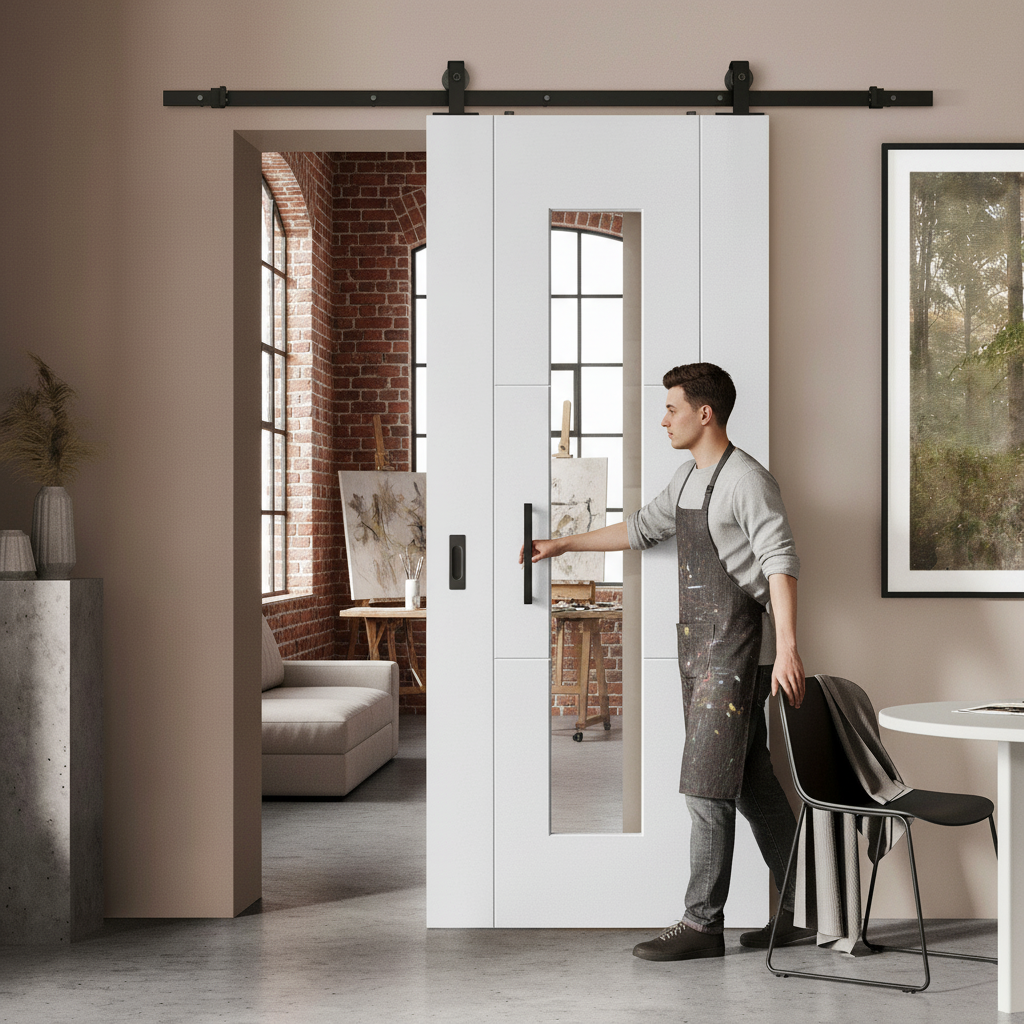 Premium White Internal Sliding Door with 3 Panels and Clear Glass for Modern Homes - Image 2