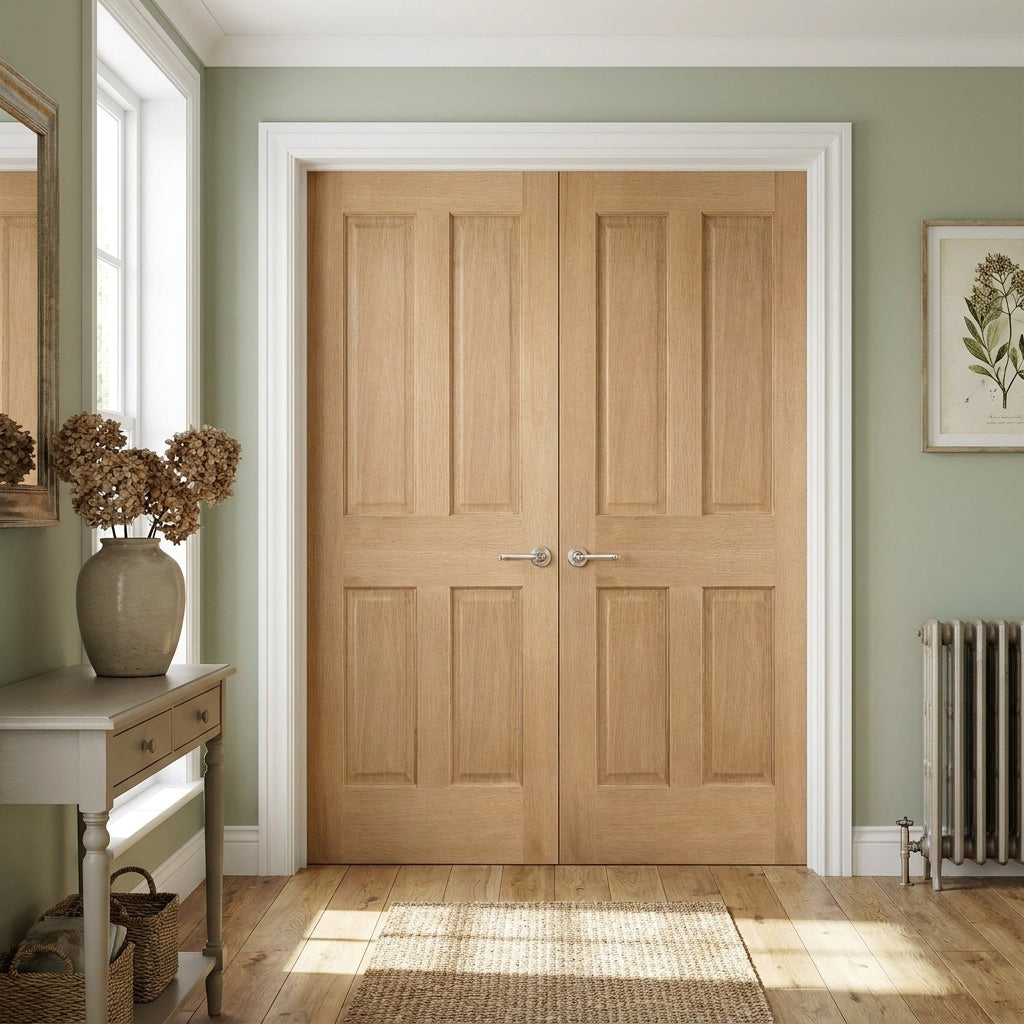 Internal Victorian 4 Panel Oak Door Unfinished Solid Engineered Core