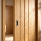 Internal Pocket Door Set Oak Fully Finished with 100mm Framed Solid Core - detail view