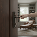 Lever on Backplate Door Handle Set with Black Nickel Finish for Modern Elegance and Durability - Image 2