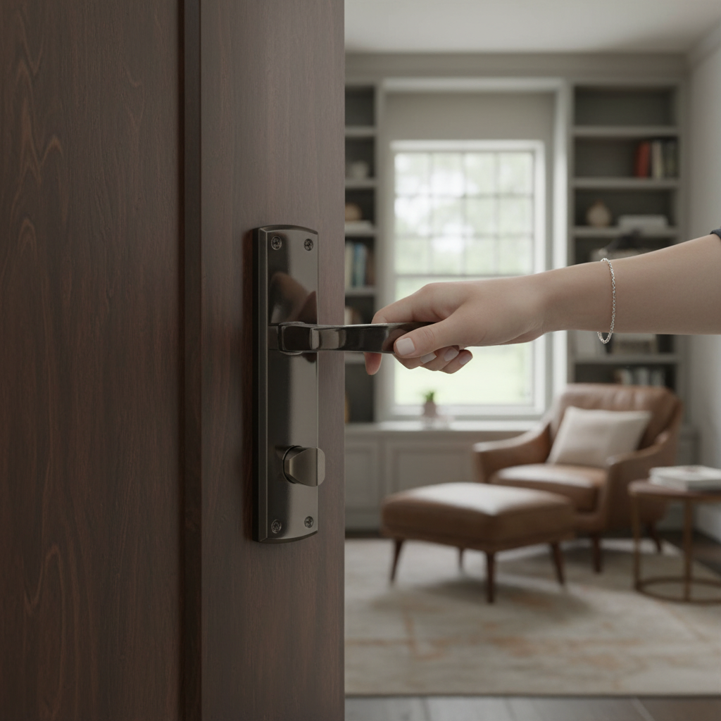 Lever on Backplate Door Handle Set with Black Nickel Finish for Modern Elegance and Durability - Image 2