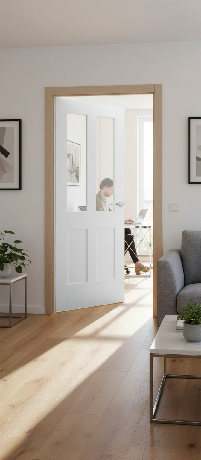 Premium Clear Glazed Internal Door with Solid Core and Engineered Construction for Enhanced Stability and Performance