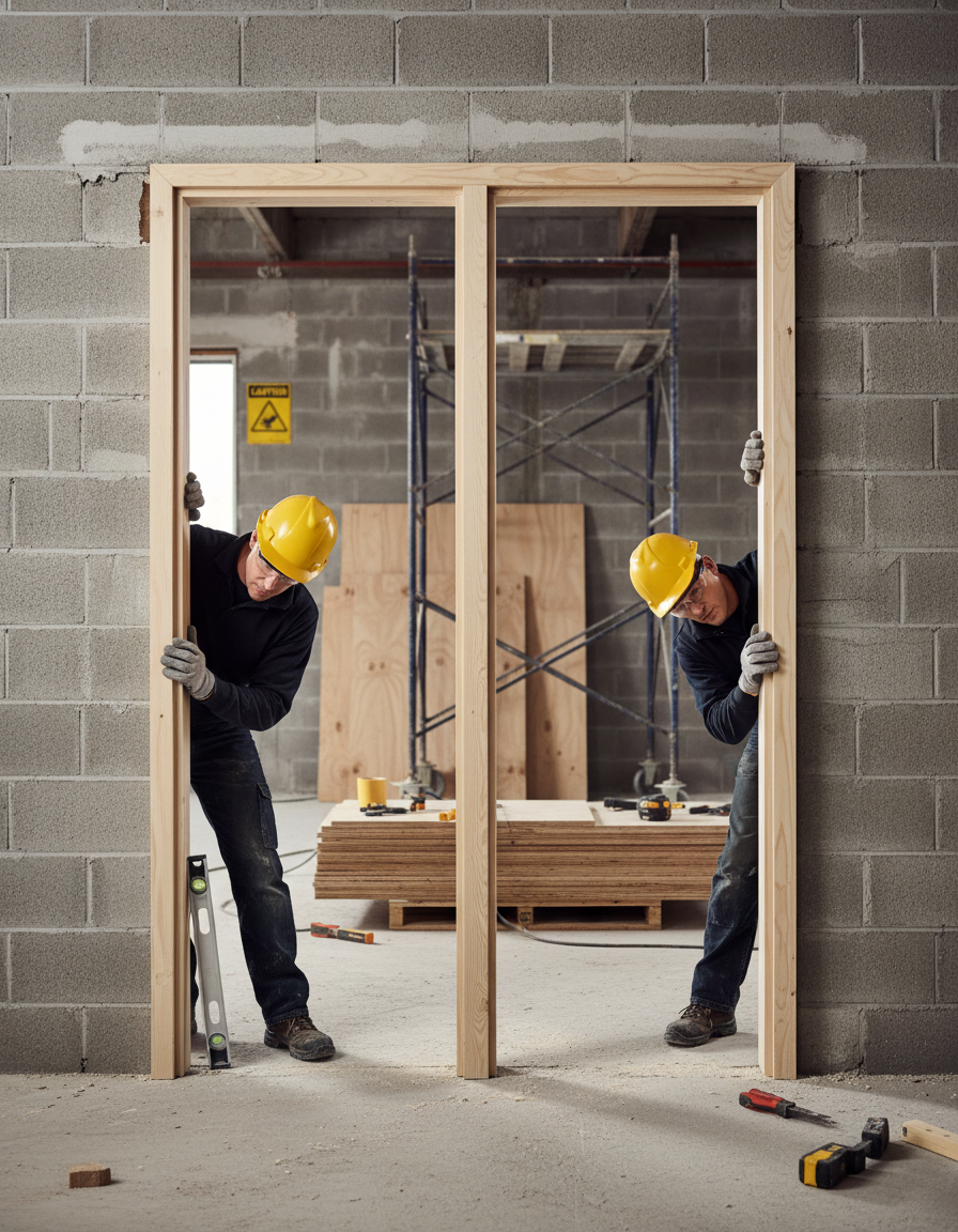 Premium Softwood Fire Door Frame for Double Doors with Fire-Rated Linings and Intumescent Strips