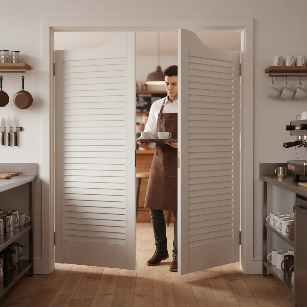 Professional 28mm Thick White Painted Cafe Style Ranch Louvre Door Pair for Ventilation and Airflow - Image 2