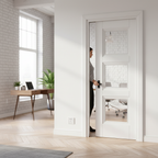 Premium Modern Pocket Door Set with 3 Clear Glass Panels for Space Optimization and Natural Light Flow