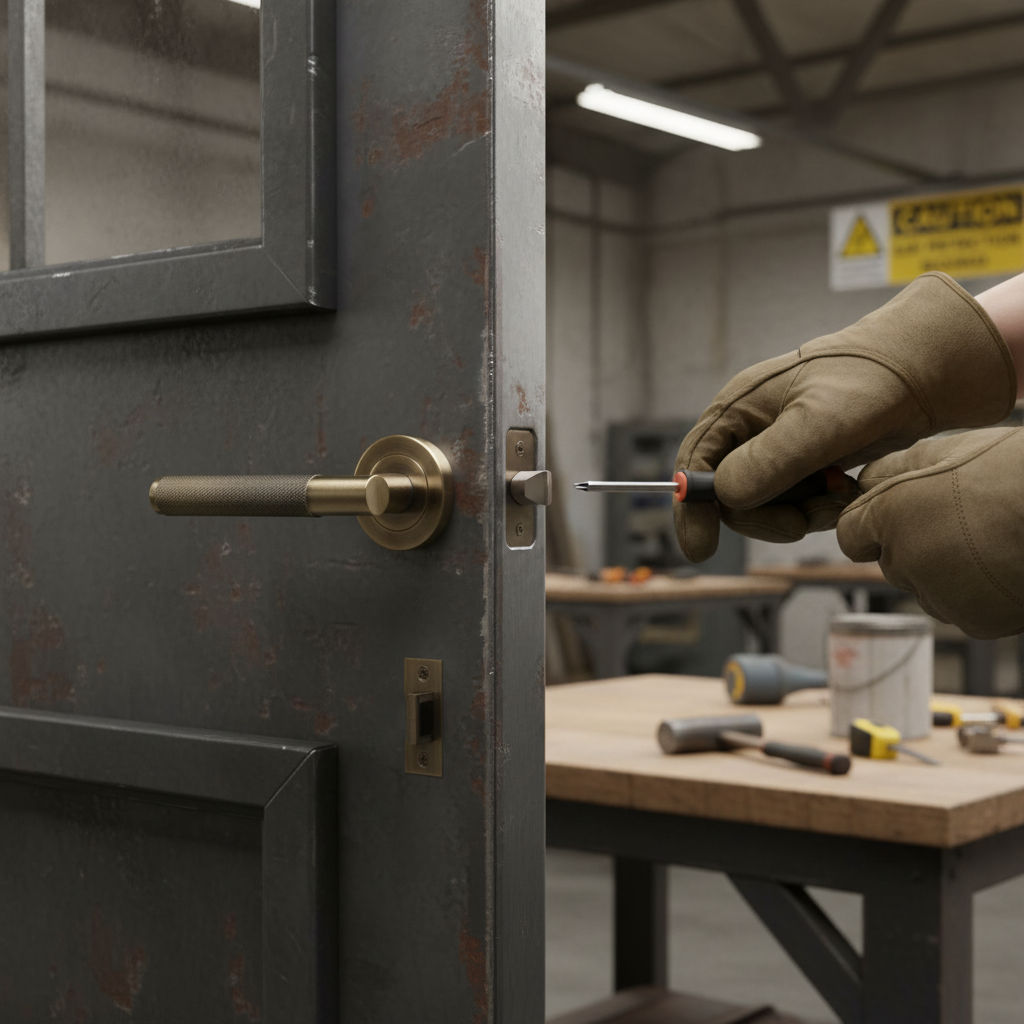 Premium Fire Rated Door Handle Set with Knurled Round Rose Lever in Antique Bronze Finish - Secure and Stylish