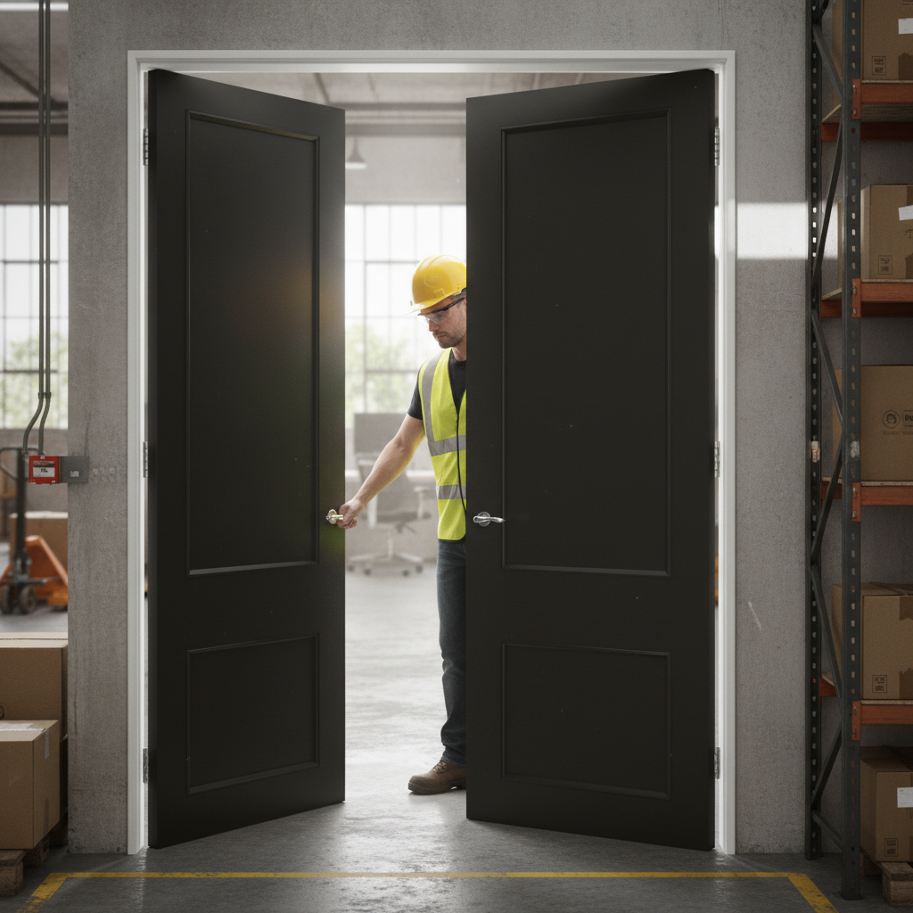 Premium 2 Panel Black Door Pair with Solid High-Density Core and Traditional Mouldings