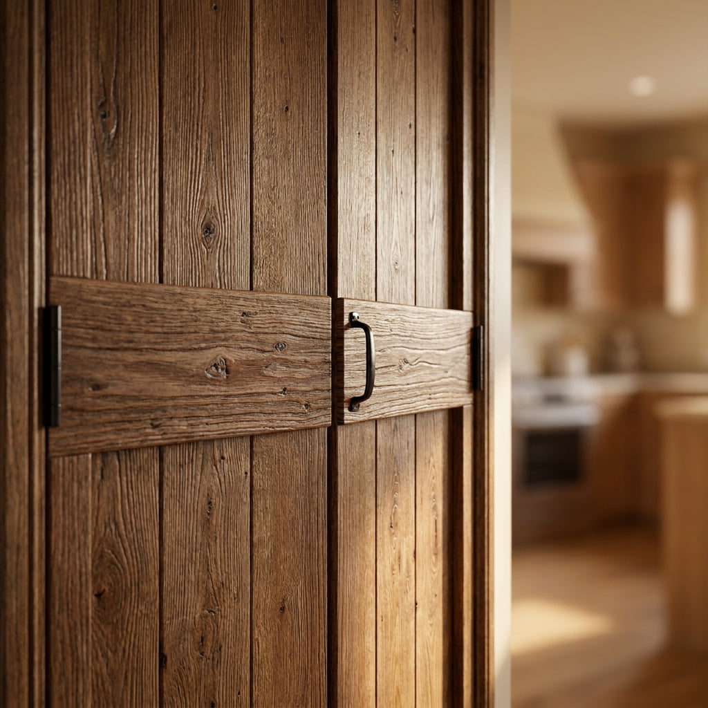 Internal Oak Bi-Fold Door, Solid Unfinished, Made-to-Measure, Rustic Grange - detail view